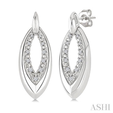 1/10 Ctw Marquise Shape Inner Link Single Cut Diamond Earrings in Sterling Silver